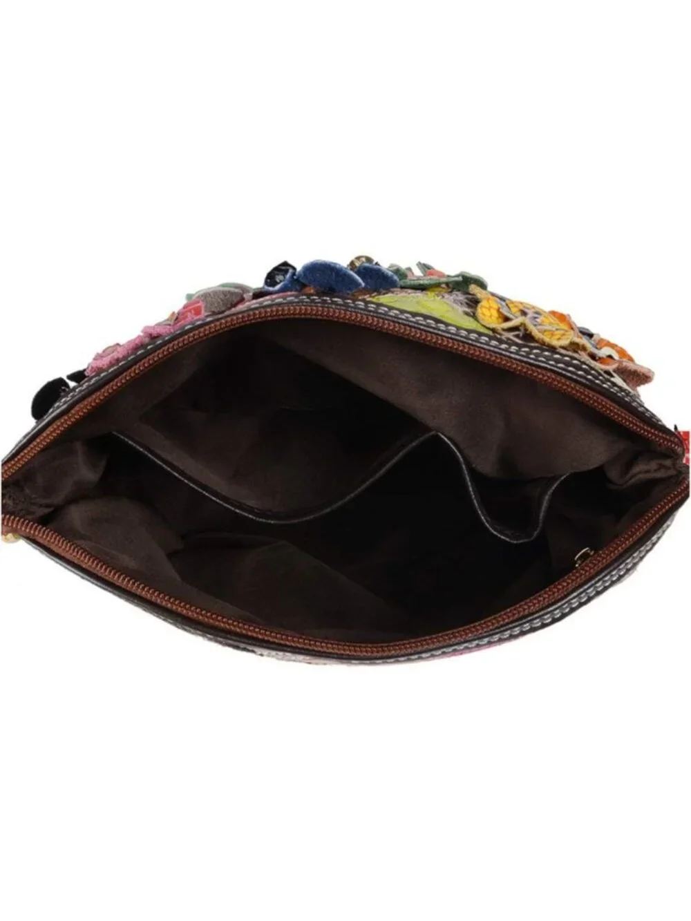 Colorful Floral Crossbody Bag | Vintage Cowhide Leather Shoulder Purse